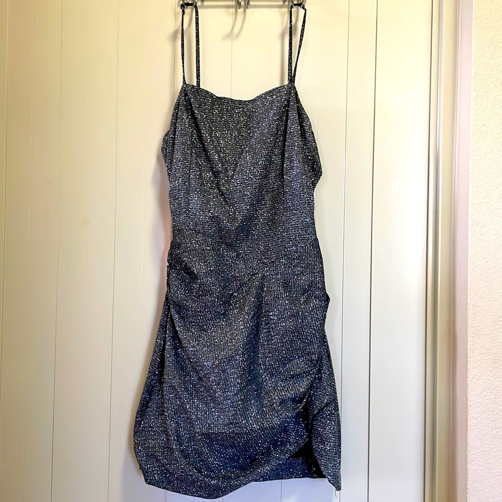 Black and silver mini dress